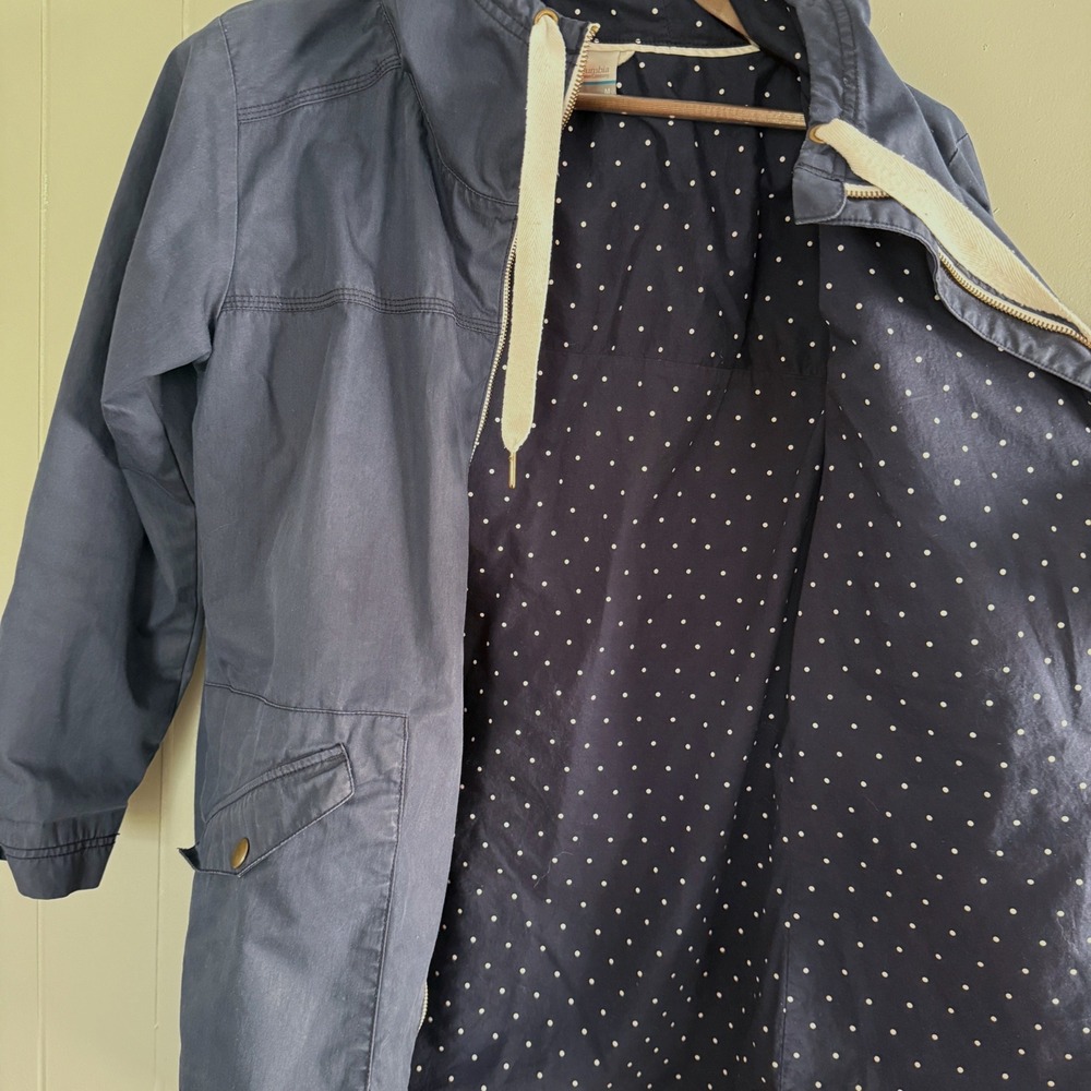 Columbia PFG Sportswear Vintage 90s Navy Hooded Rain Fishing Jacket M Gorpcore - Picture 9 of 10